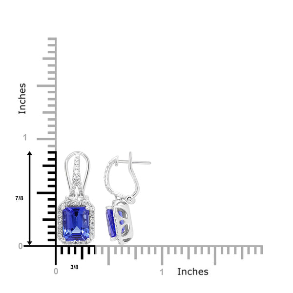 5.32ct Tanzanite Earring with 0.56ct Diamonds set in 14K White Gold