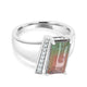 2.815ct Bicolor Tourmaline Men's Rings with 0.16tct diamonds set in 14K white gold