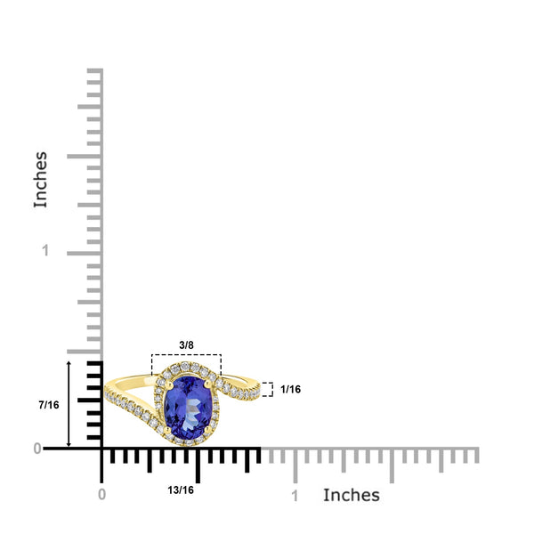 1.89Ct Tanzanite Ring With 0.28Tct Diamonds Set In 14Kt Yellow Gold