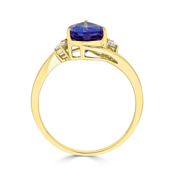 2.01Ct Tanzanite Ring With 0.13Tct Diamonds Set In 14Kt Yellow Gold