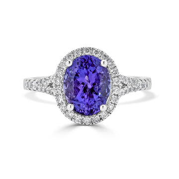 2.39Ct Tanzanite Ring With 0.36Tct Diamonds Set In 14Kt White Gold