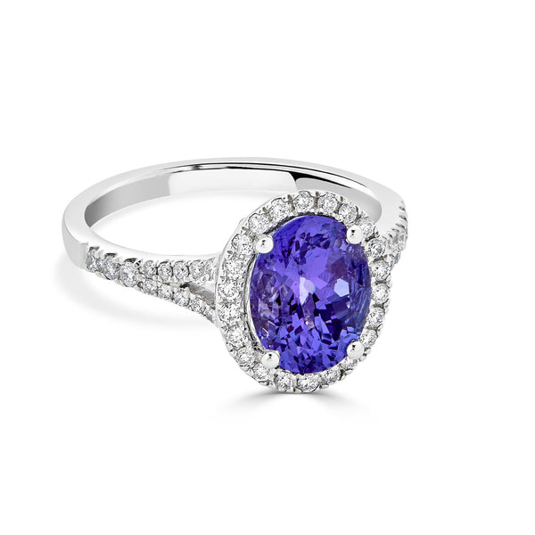 2.39Ct Tanzanite Ring With 0.36Tct Diamonds Set In 14Kt White Gold