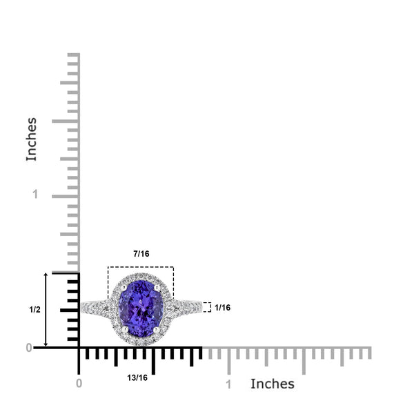 2.39Ct Tanzanite Ring With 0.36Tct Diamonds Set In 14Kt White Gold