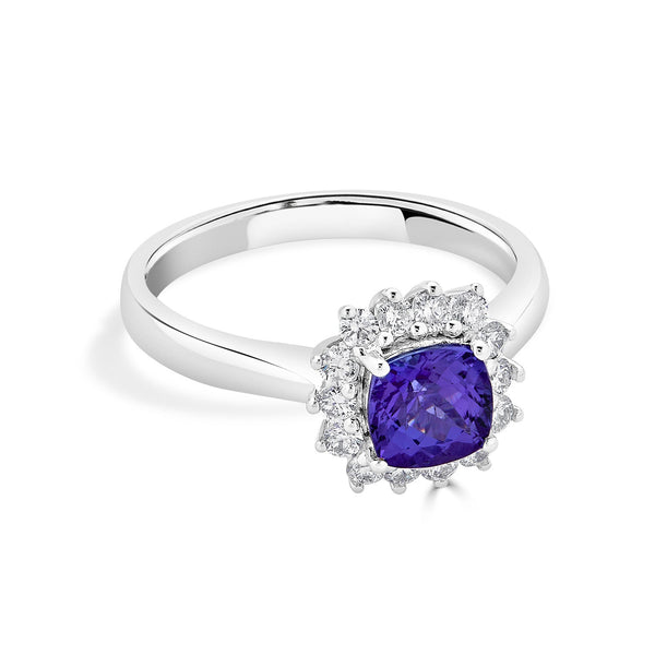 1.07Ct Tanzanite Ring With 0.37Tct Diamonds Set In 14Kt White Gold