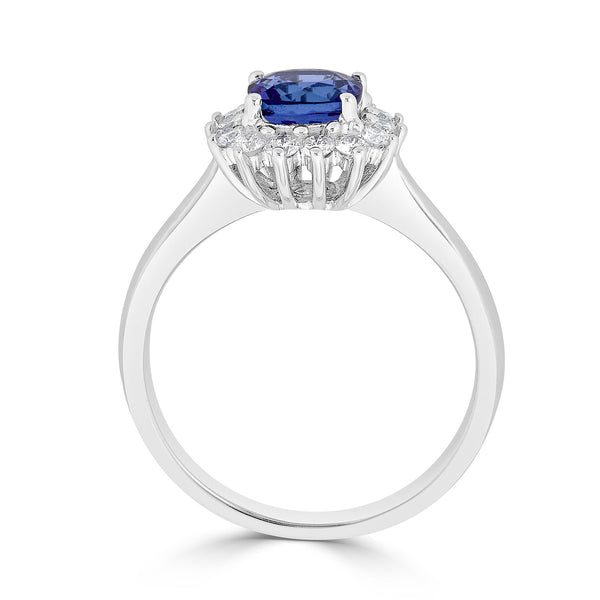 1.07Ct Tanzanite Ring With 0.37Tct Diamonds Set In 14Kt White Gold