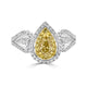 0.54Tct Yellow Diamond Ring With 0.45Tct Diamonds Set In 14Kt Two Tone Gold