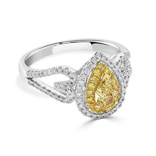 0.54Tct Yellow Diamond Ring With 0.45Tct Diamonds Set In 14Kt Two Tone Gold