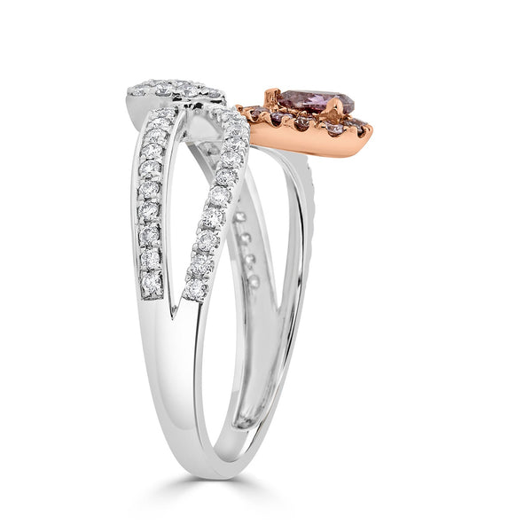 0.16Tct Pink Diamond Ring With 0.48Tct Diamonds Set In 18Kt Two Tone Gold
