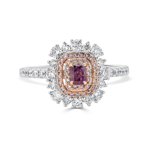 0.25Tct Pink Diamond Ring With 0.87Tct Diamonds Set In 18Kt Two Tone Gold