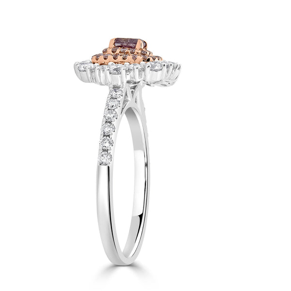 0.25Tct Pink Diamond Ring With 0.87Tct Diamonds Set In 18Kt Two Tone Gold