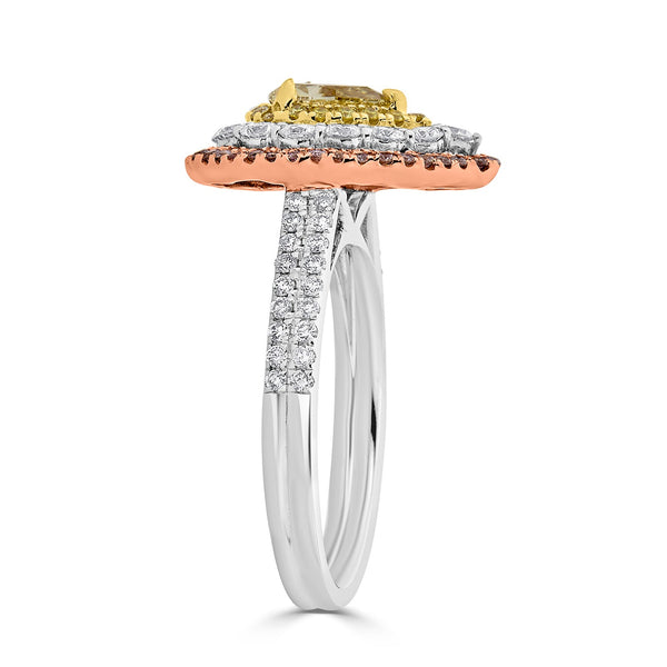 0.51ct Yellow Diamond Ring with 1.00tct Diamonds set in 18K Two Tone Gold