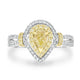 0.43ct Yellow Diamond Rings with 0.55tct Diamond set in 14K Two Tone Gold