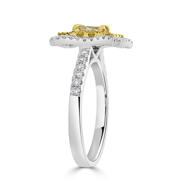 0.50Tct Yellow Diamond Ring With 0.61Tct Diamonds Set In 14Kt Two Tone Gold