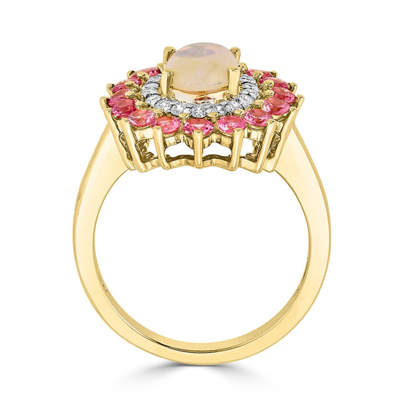 0.72Ct Opal Ring Set In 14Kt Yellow Gold