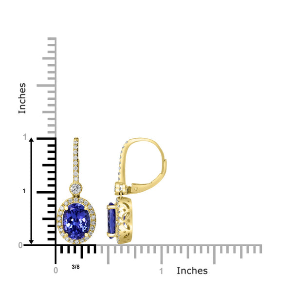5.12tct Tanzanite Earring with 0.59tct Diamonds set in 14K Yellow Gold