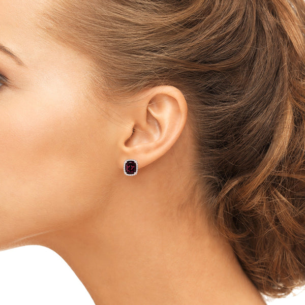 10.07tct Rhodolite Garnet Earring with 0.48tct Diamonds set in 14K Rose Gold