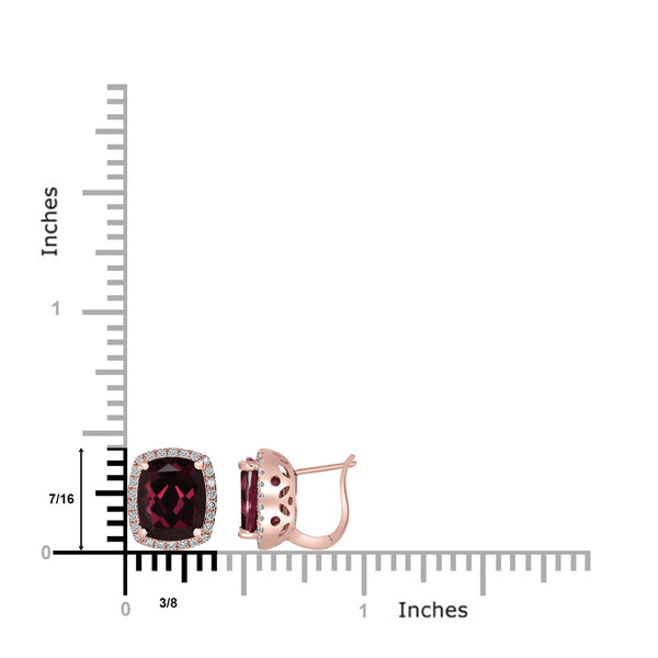 10.07tct Rhodolite Garnet Earring with 0.48tct Diamonds set in 14K Rose Gold