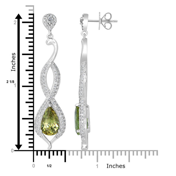 5.45tct Sphene Earring with 1.45tct Diamonds set in 14K White Gold