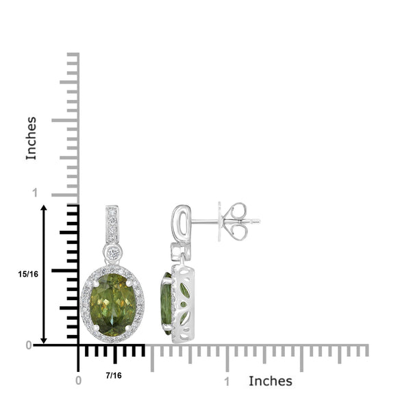 5.6tct Sphene Earring with 0.47tct Diamonds set in 14K White Gold