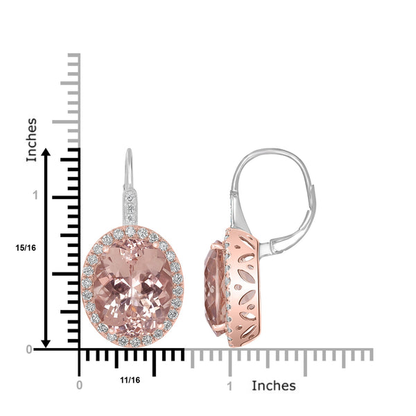 18.91tct Morganite Earring with 1.18tct Diamonds set in 14K White Gold