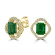 2.79tct Emerald Earring with 0.31tct Diamonds set in 14K Yellow Gold