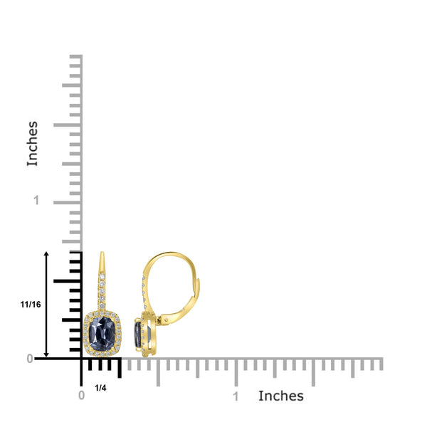 2.73tct Spinel Earring with 0.27tct Diamonds set in 14K Yellow Gold