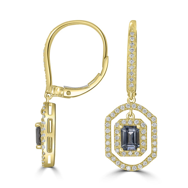 0.81tct Spinel Earring with 0.43tct Diamonds set in 14K Yellow Gold