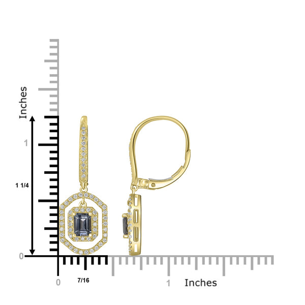 0.81tct Spinel Earring with 0.43tct Diamonds set in 14K Yellow Gold