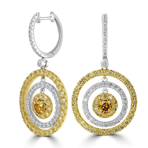 0.48tct Orange Diamond Earring with 2.49tct Diamonds set in 14K Two Tone Gold