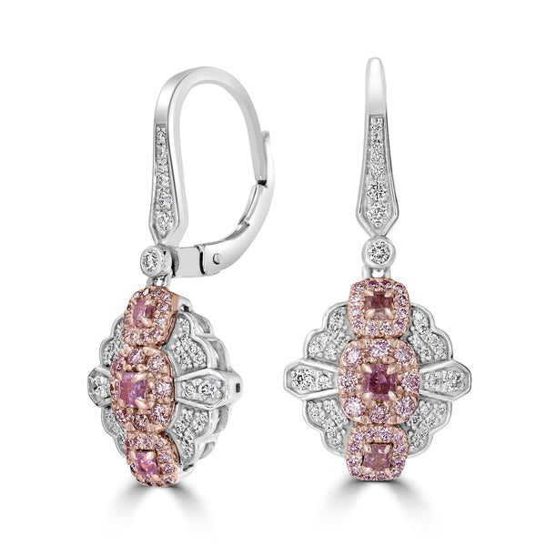 0.36tct Pink Diamond Earring with 0.75tct Diamonds set in 14K Two Tone Gold