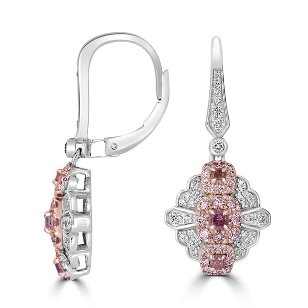 0.36tct Pink Diamond Earring with 0.75tct Diamonds set in 14K Two Tone Gold