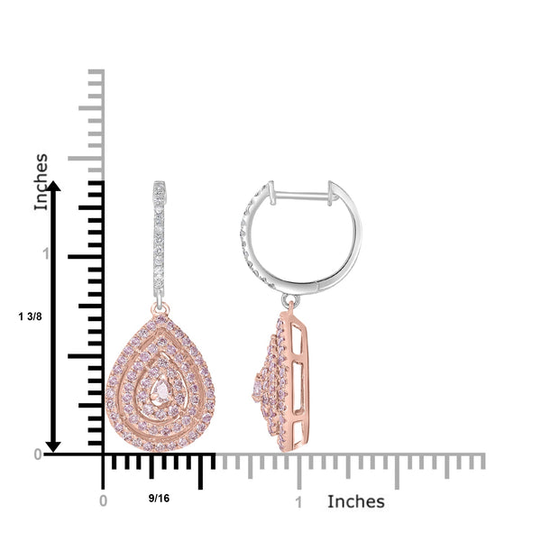 0.12tct Pink Diamond Earring with 1.19tct Diamonds set in 14K Two Tone Gold