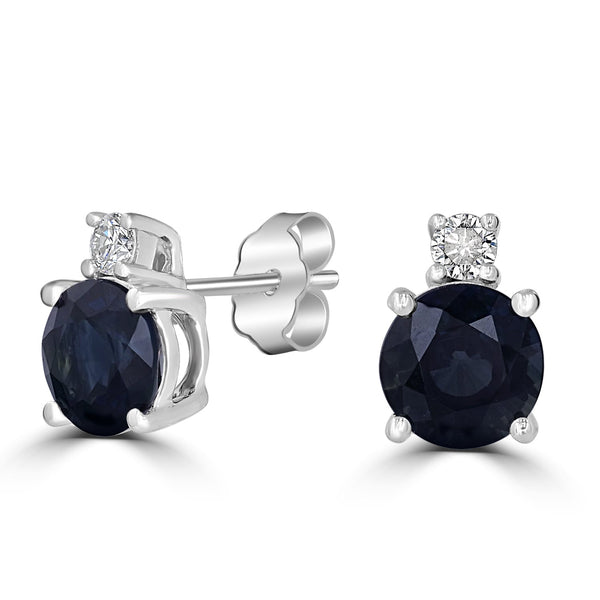 3.08tct Sapphire Earring with 0.13tct Diamonds set in 14K White Gold