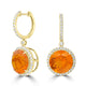 12.52tct Fire Opal Earrings with 1.42tct Diamond set in 18K Yellow Gold