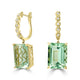 22.86tct Prasiolite Earrings with 0.15tct Diamond set in 18K Yellow Gold