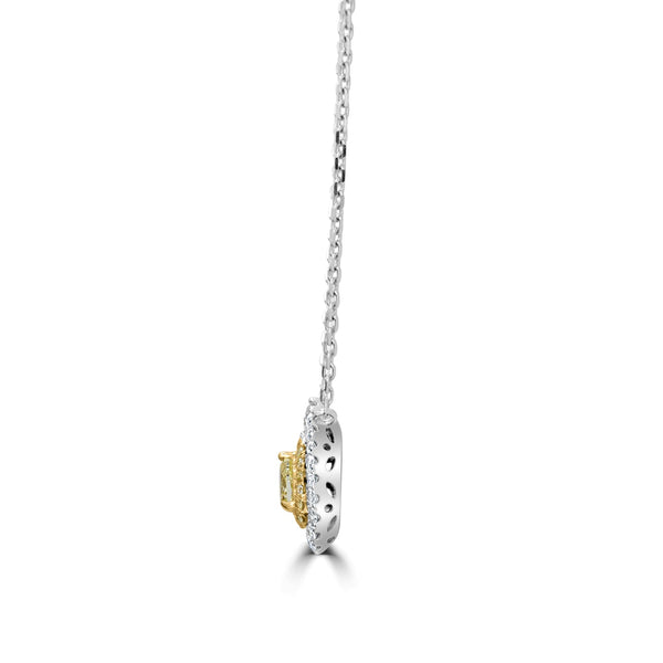 0.17ct Yellow Diamond Pendant with 0.30ct Diamonds set in 14K Two Tone Gold