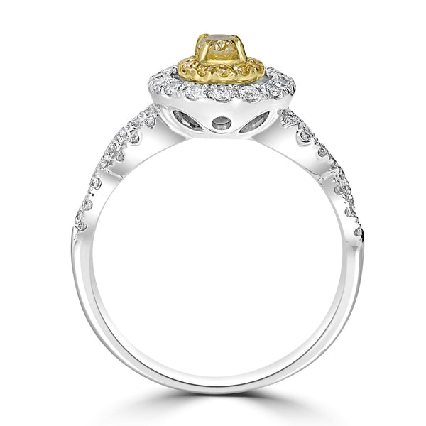 0.23ct Yellow Diamond Ring with 0.58tct Diamonds set in 18KW & 22KY Two Tone Gold