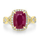 3.31ct  Ruby Rings with 0.43tct Diamond set in 14K Yellow Gold