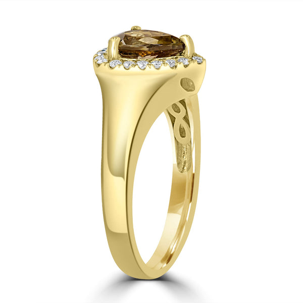 1.13ct Golden Tanzanite Ring with 0.15tct Diamonds set in 14K Yellow Gold