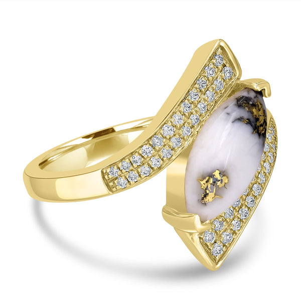 1.91ct Gold Quartz Ring with 0.19tct Diamonds set in 14K Yellow Gold