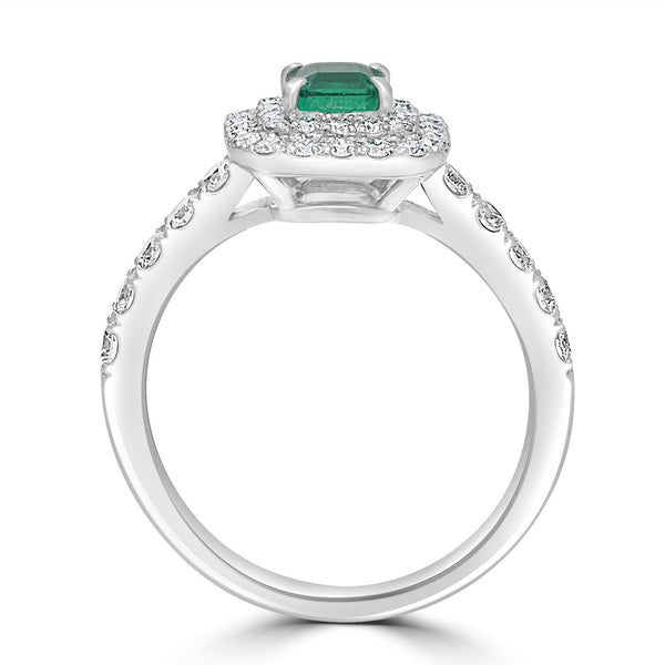 0.5ct Emerald Rings with 0.66tct Diamond set in Platinum 900