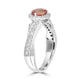 1.01ct Padparadscha Sapphire Rings with 0.26tct Diamond set in 14K White Gold
