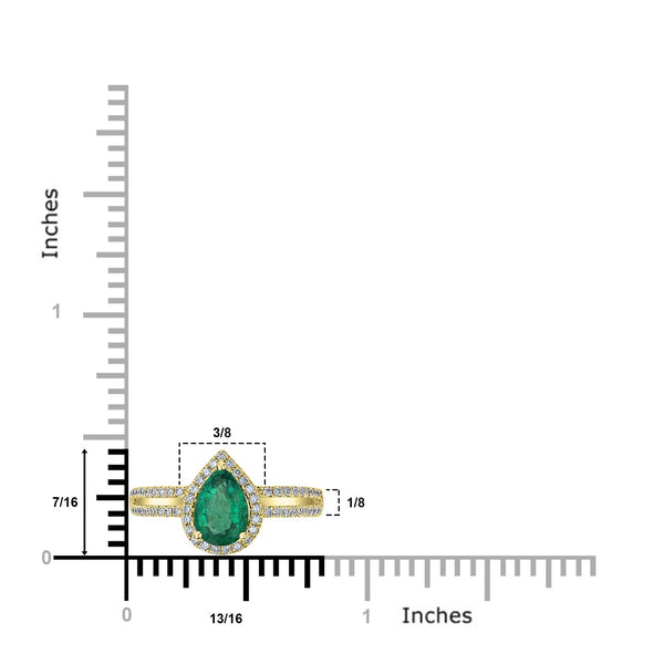 1.15ct Emerald Ring with 0.31tct Diamonds set in 14K Yellow Gold