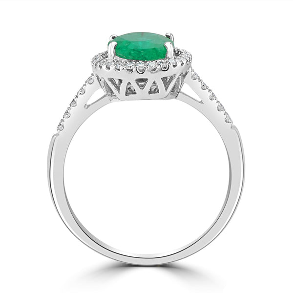 1.75ct Emerald Ring with 0.21tct Diamonds set in 14K White Gold