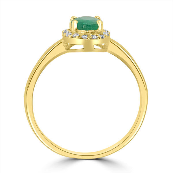 0.88ct Emerald Ring with 0.2tct Diamonds set in 14K Yellow Gold