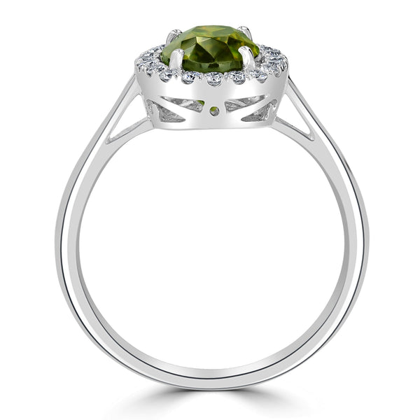 2.13ct Sphene Ring with 0.23tct Diamonds set in 14K White Gold