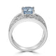 1.50Ct Aquamarine Ring With 0.78Tct Diamonds In 14K White Gold