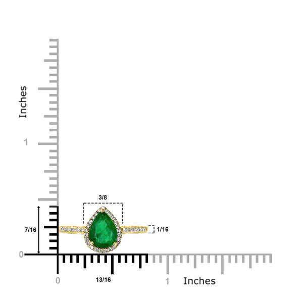 0.96ct Emerald Ring with 0.19tct Diamonds set in 14K Yellow Gold