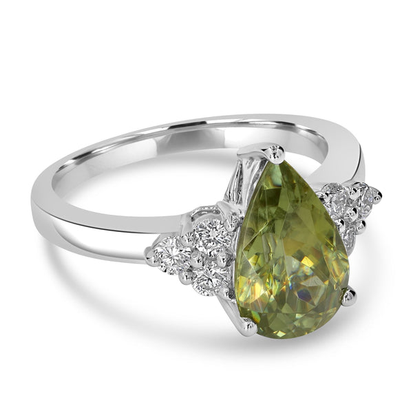 3.01ct Sphene Ring with 0.34tct Diamonds set in 14K White Gold