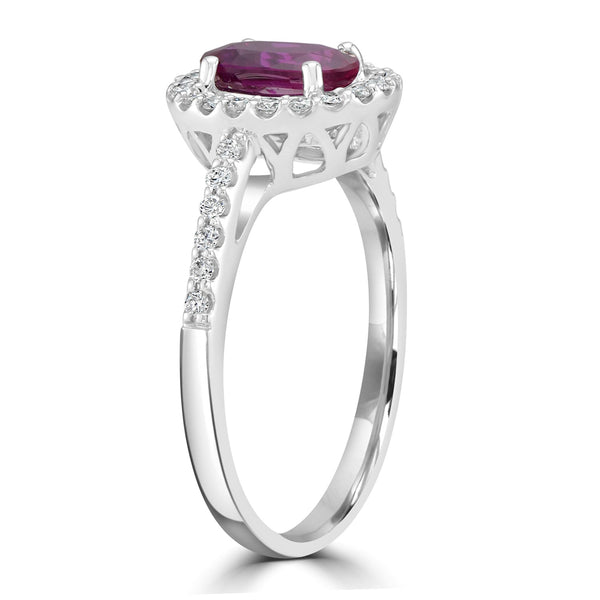 0.91ct Ruby Ring with 0.26tct Diamonds set in 14K White Gold